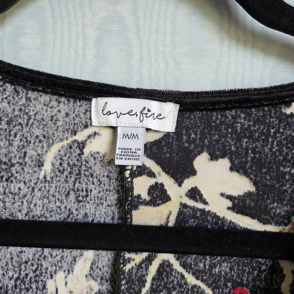 Love Fire M Velvet Wrap Maxi Dress Black Dark Floral Whimsigoth Fairy Grunge - Picture 4 of 12